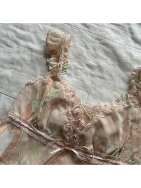 Red Ruffed Ribbon Tops | Cecil Mcgee Floral Lace Trim Camisole Top Pink Ribbon Ruffle ...